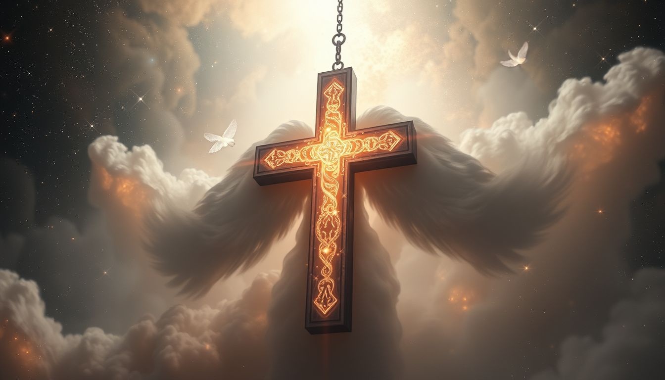 Een onbekende persoon bij tau-kruis symboliseert verborgen spirituele leiding.