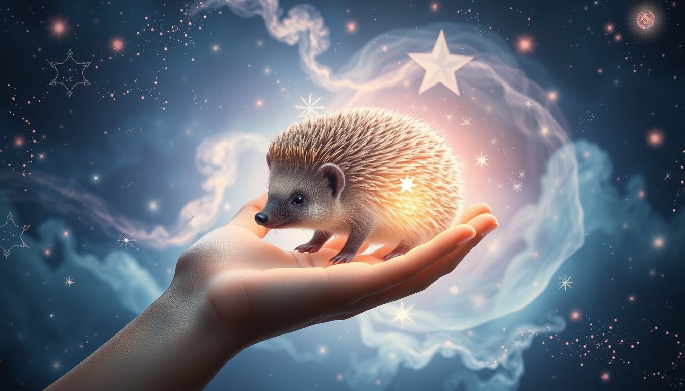 Een egel aaien symboliseert zelfbescherming en zachte kwetsbaarheid.
