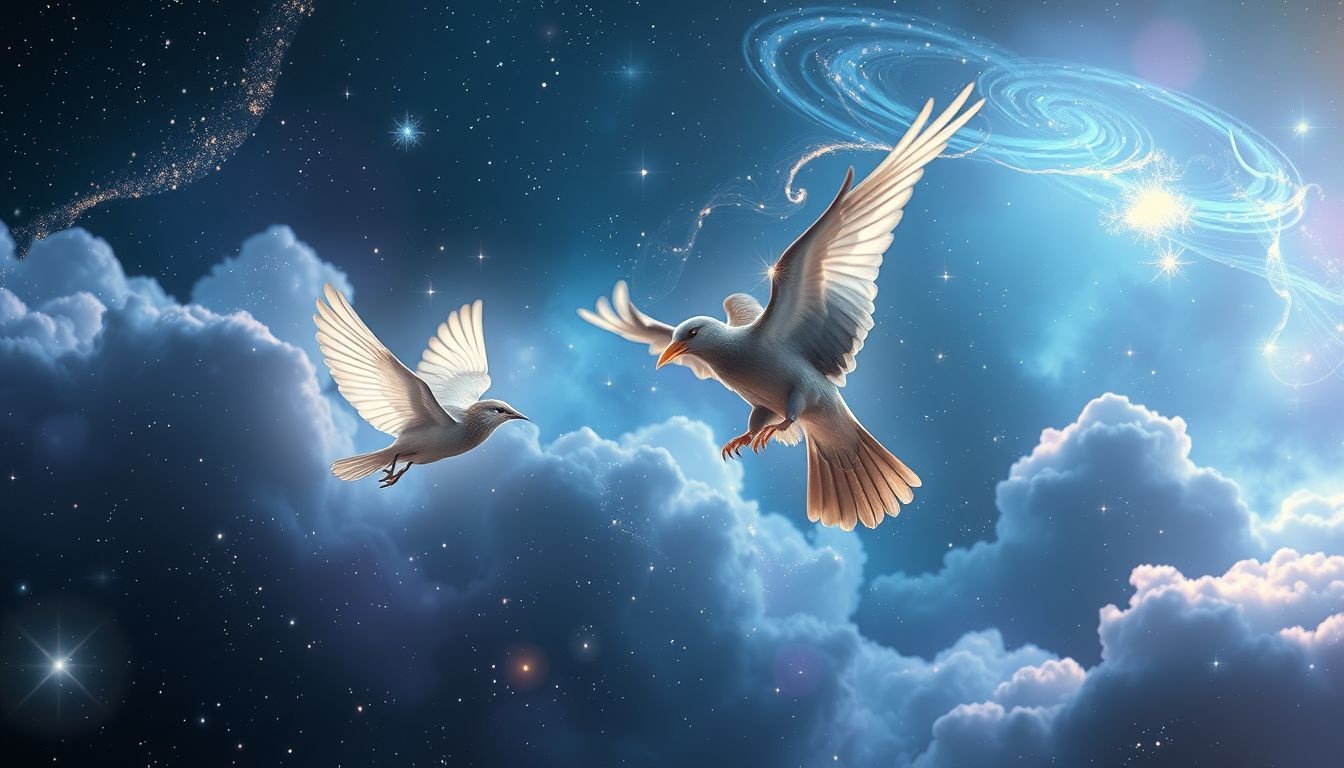 Een mus en andere vogel symboliseren vaak nieuwe kansen en vrijheid.