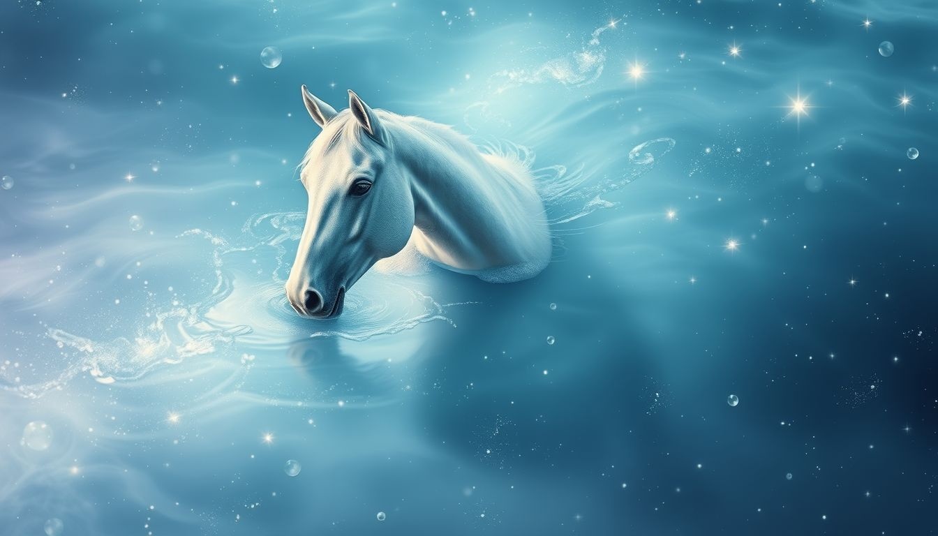 Een lipizzaner zwemmend symboliseert emotionele kracht en gratie.