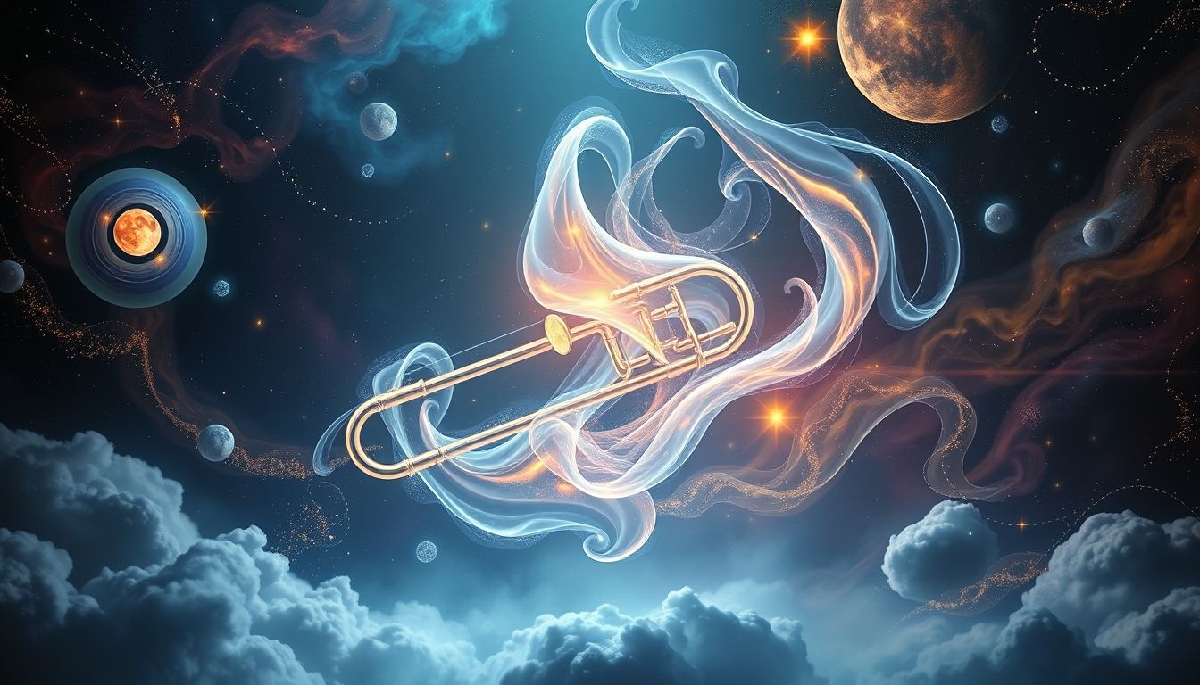 Een transformerende trombone symboliseert creatieve veranderingen en zelfexpressie.