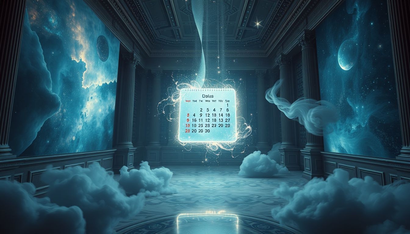 Dromen over een kalender in een museum symboliseert tijdsreflectie en herinneringen.