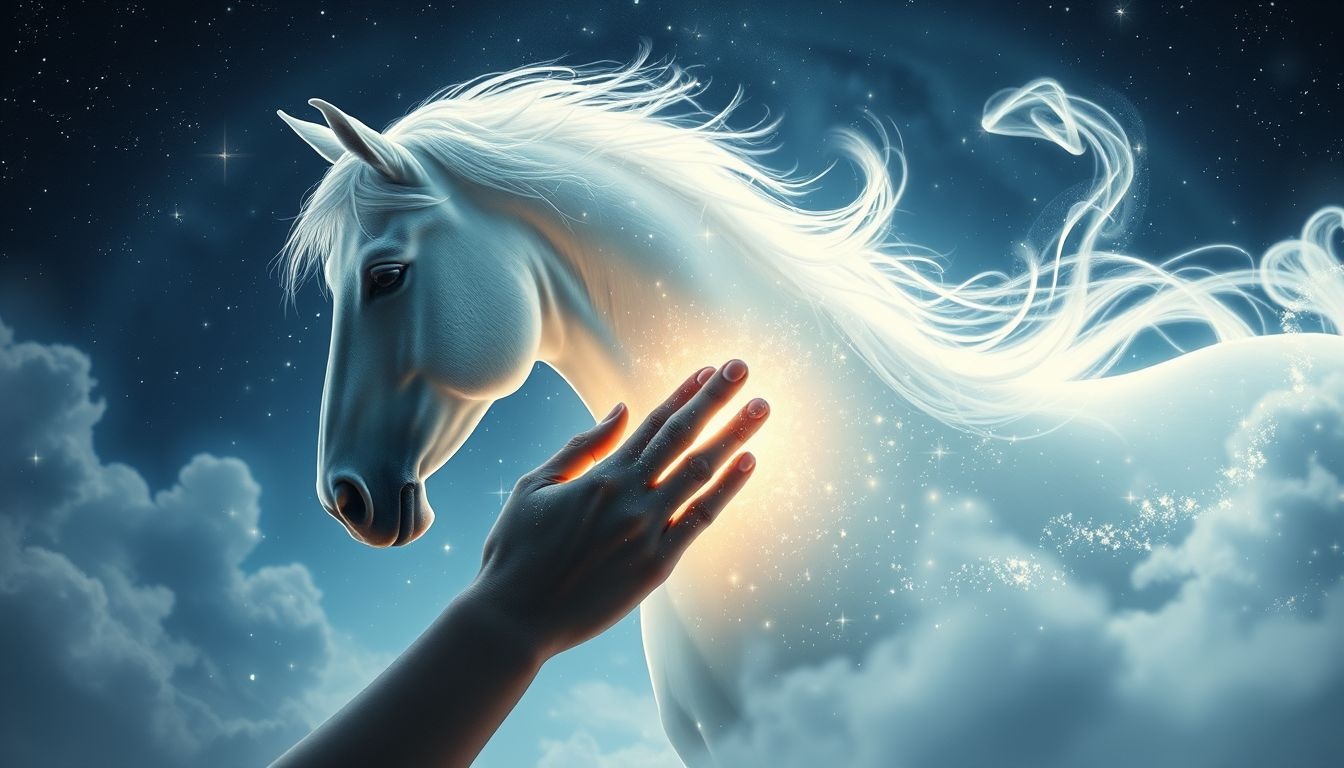 Een wit paard borstelen symboliseert zuiverheid en nieuwe kansen.
