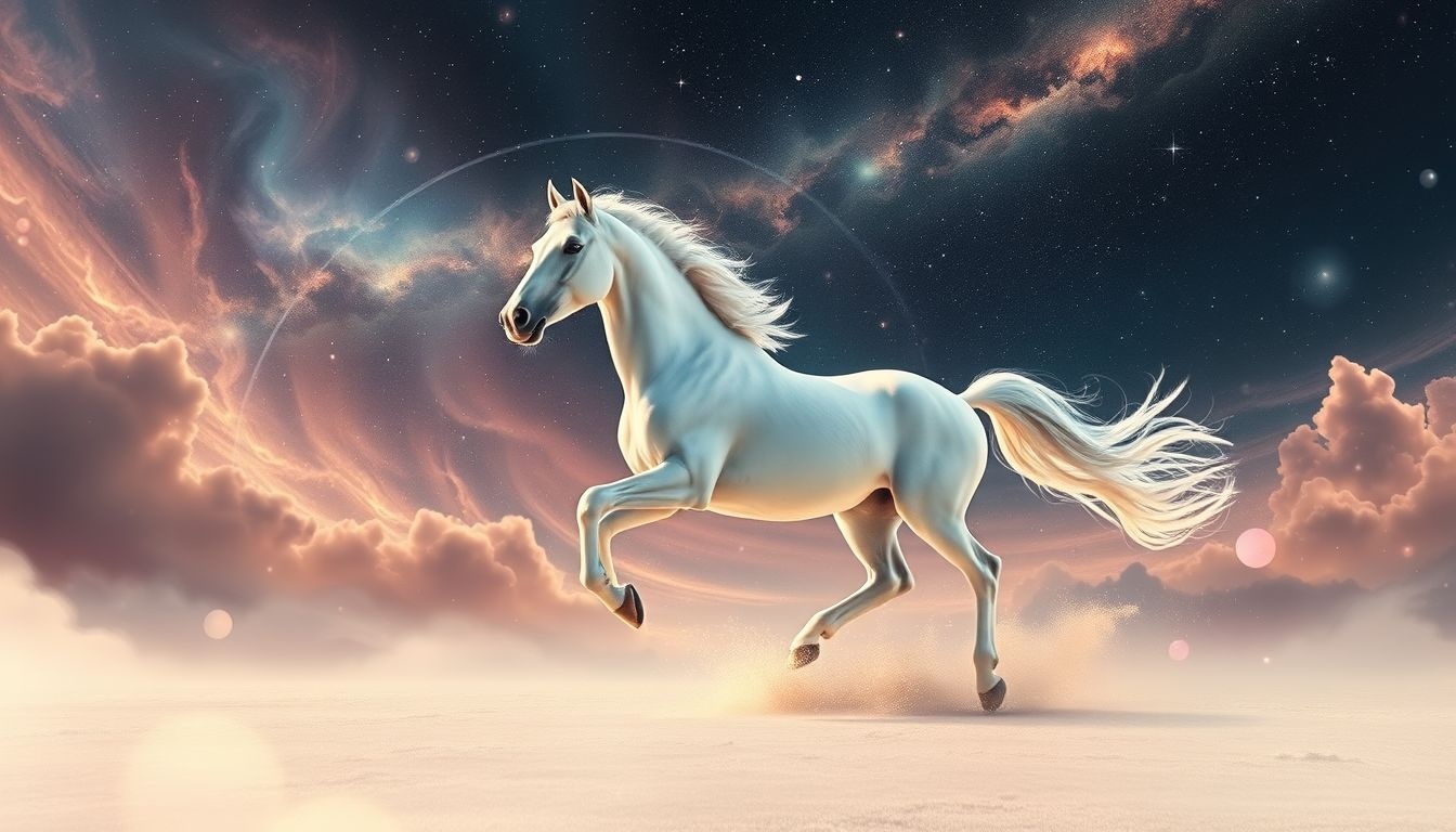 Een lipizzaner galopperend zonder ruiter symboliseert vrijheid en kracht.