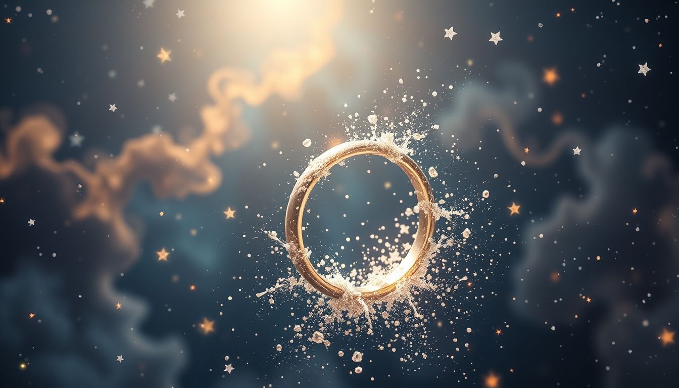 Een gebroken verlovingsring symboliseert vaak relatieproblemen of onzekerheid.