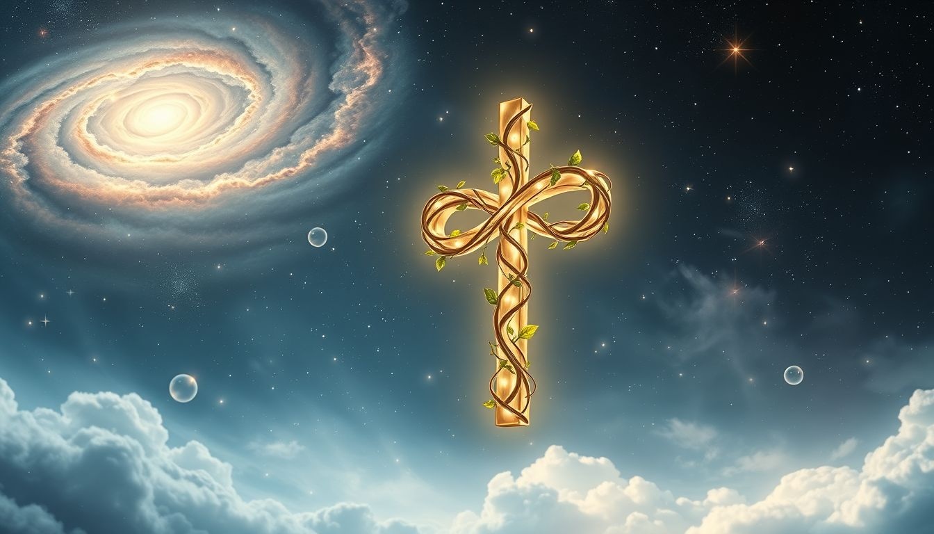 Een tau-kruis in de natuur symboliseert spirituele groei en bescherming.
