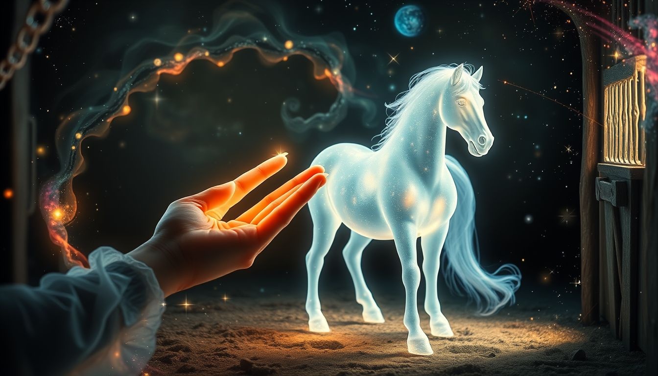Een paard borstelen in een stal symboliseert innerlijke verzorging en rust.