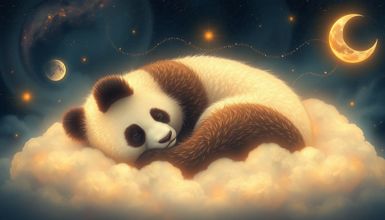 Een slapende panda symboliseert innerlijke rust en herstel.