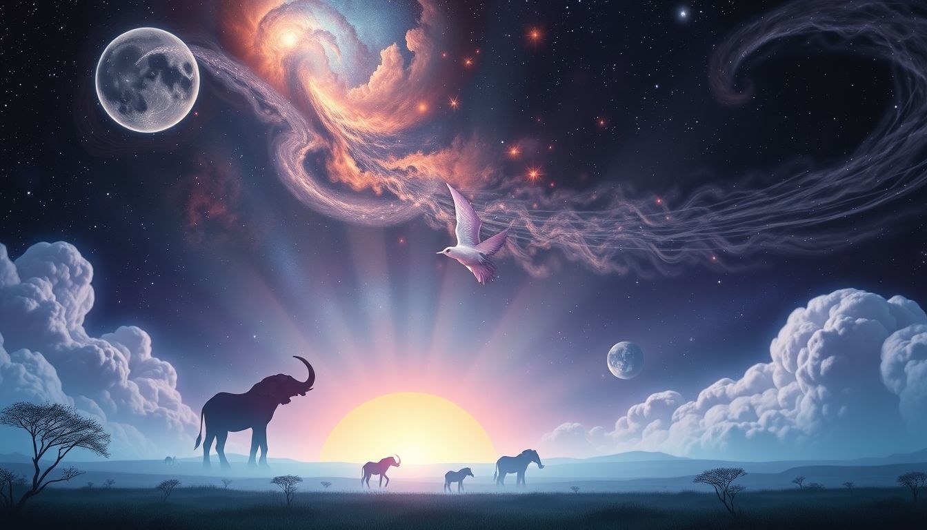 Een zonsopgangsafari symboliseert nieuw begin en avontuur.