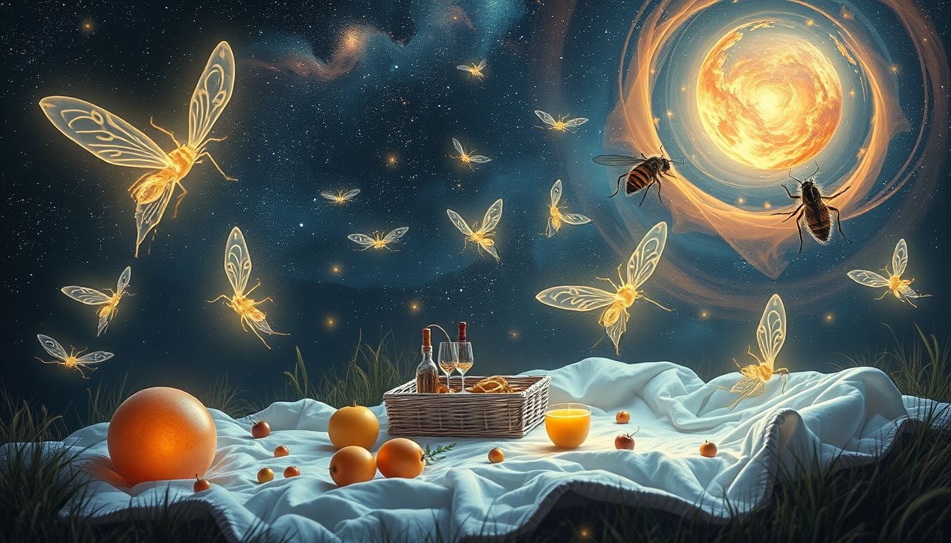 Dromen over insecten op picknick symboliseren onverwachte problemen in relaties.