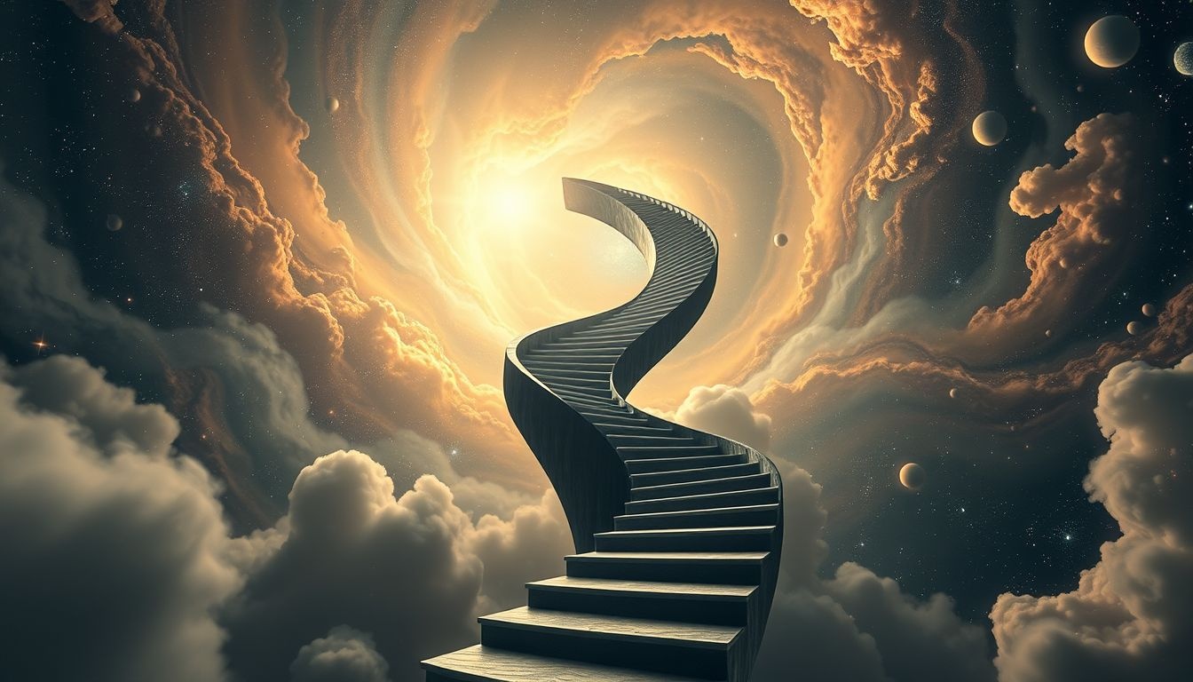 De oneindige trap symboliseert vaak gevoelens van doelloosheid en stagnatie.