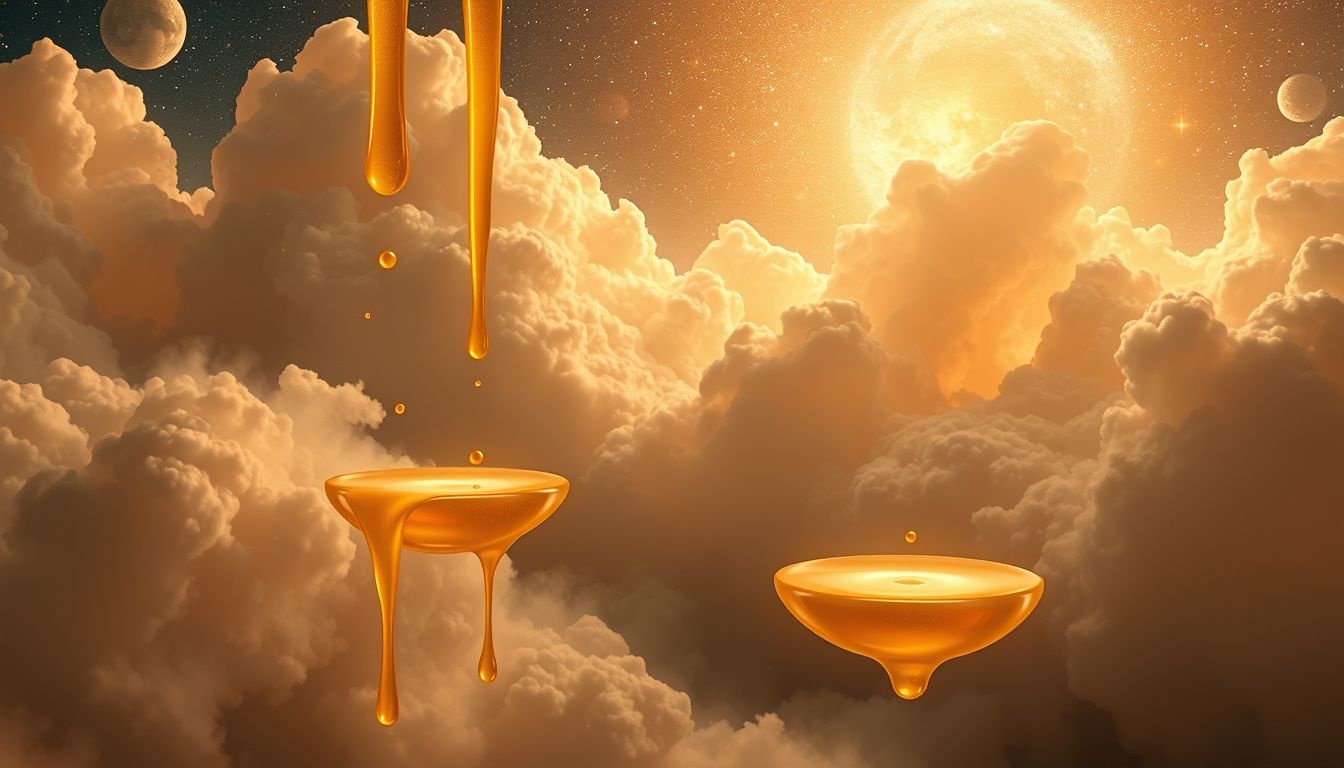 Druipende honing symboliseert verleiding en zoete vernieuwing in dromen.