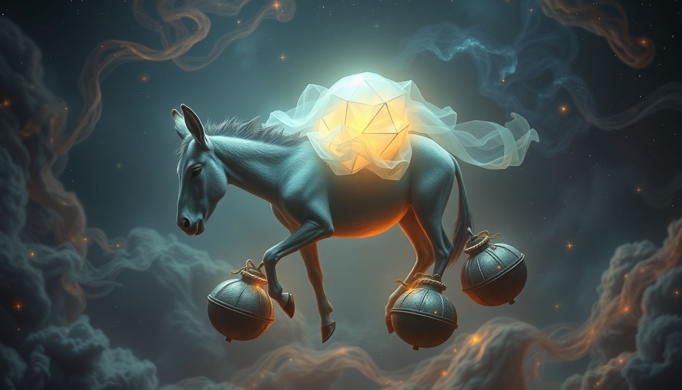 Een ezel symboliseert vaak zware lasten en overweldigende stress.
