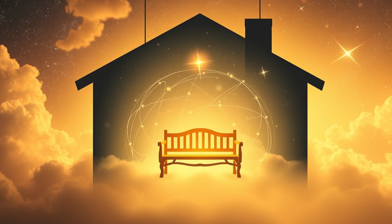 Een gebedsbank symboliseert rust en spirituele vernieuwing in huis.