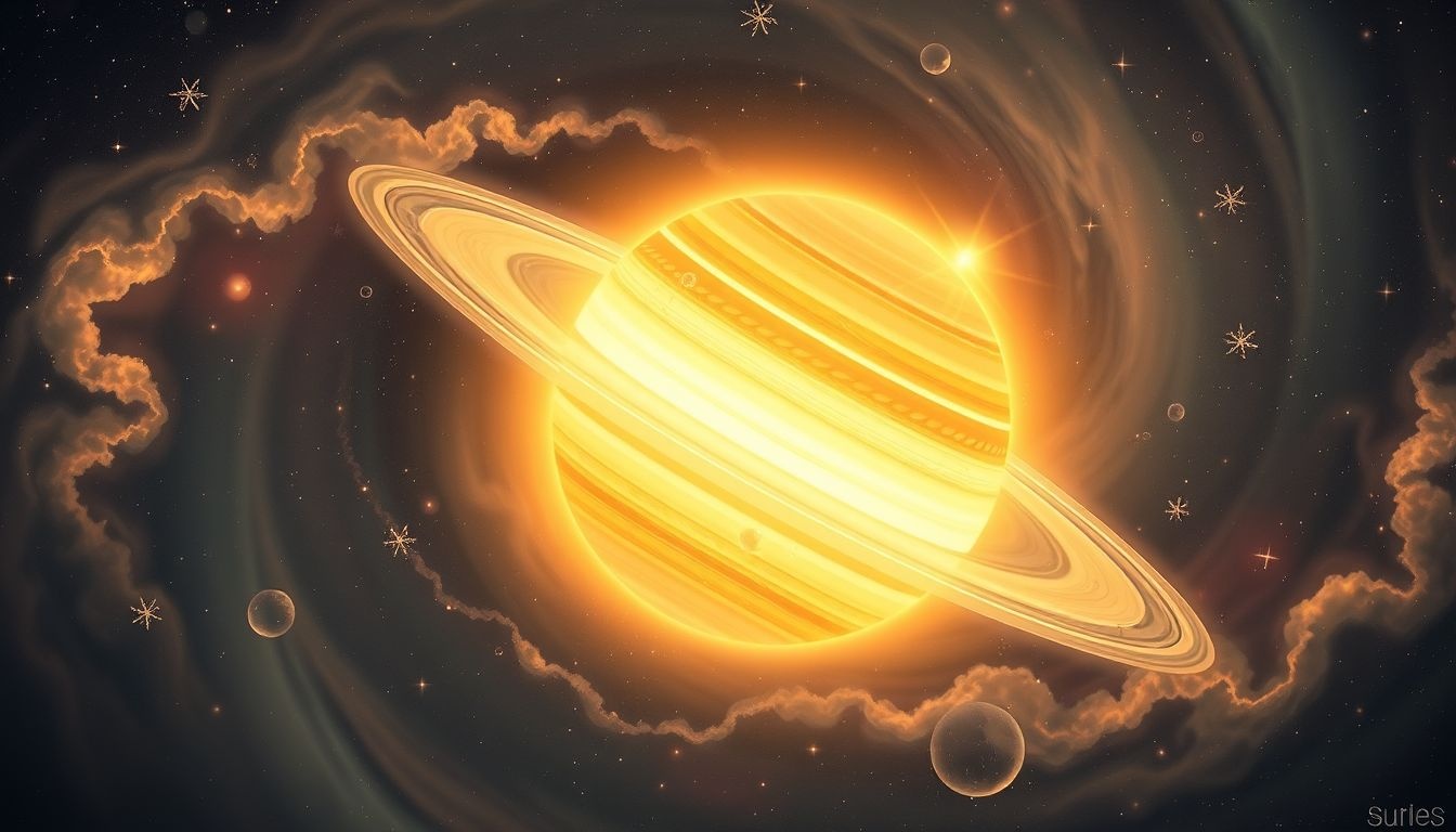 Saturnus verschijnt helder dichtbij, symboliseert verandering en duidelijkheid.