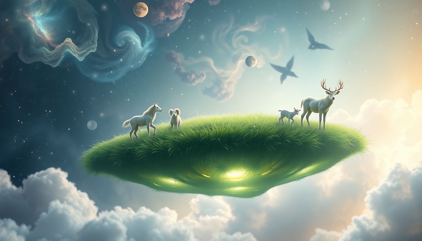 Dieren op een gazon symboliseren natuurlijke harmonie en innerlijke rust.