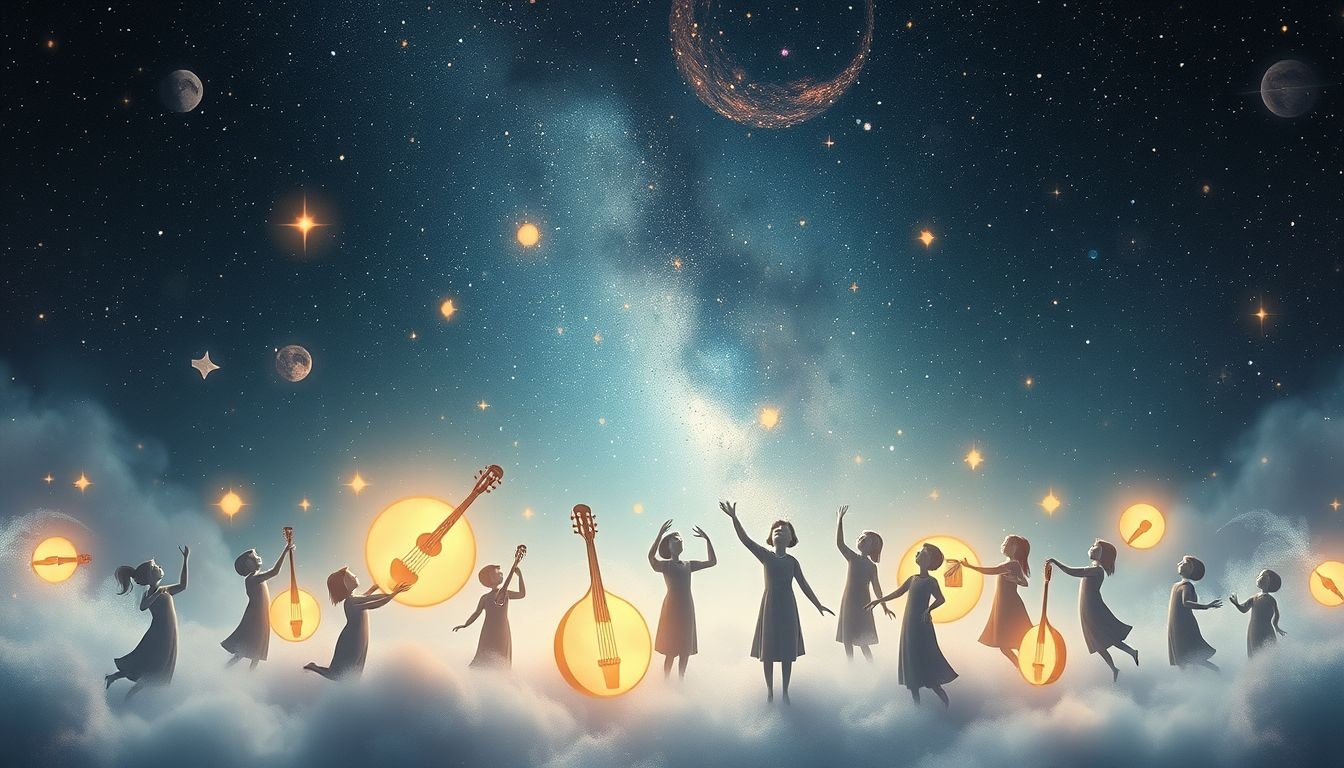Dromen over mandolines symboliseren harmonie en vreugde in gezelschap.