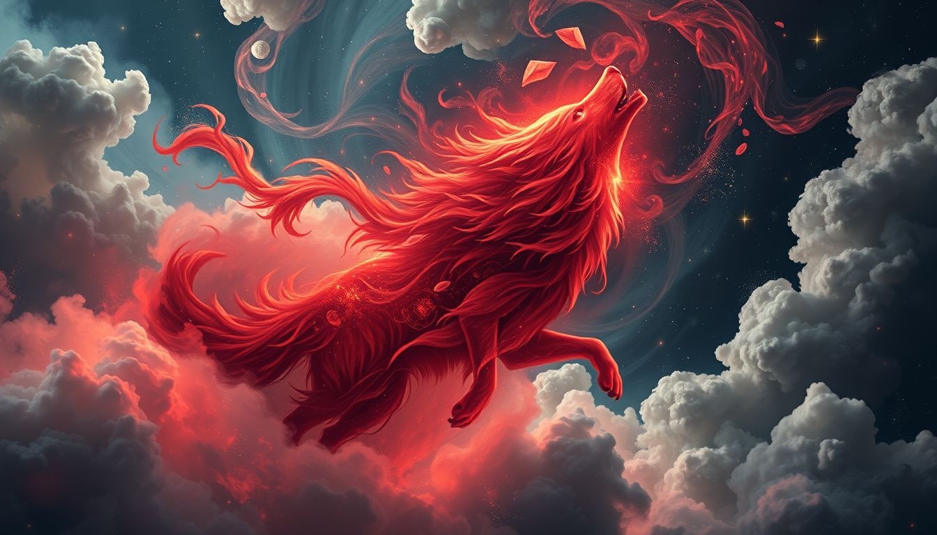 Een rode wolf symboliseert vurige passie en onderdrukte woede.