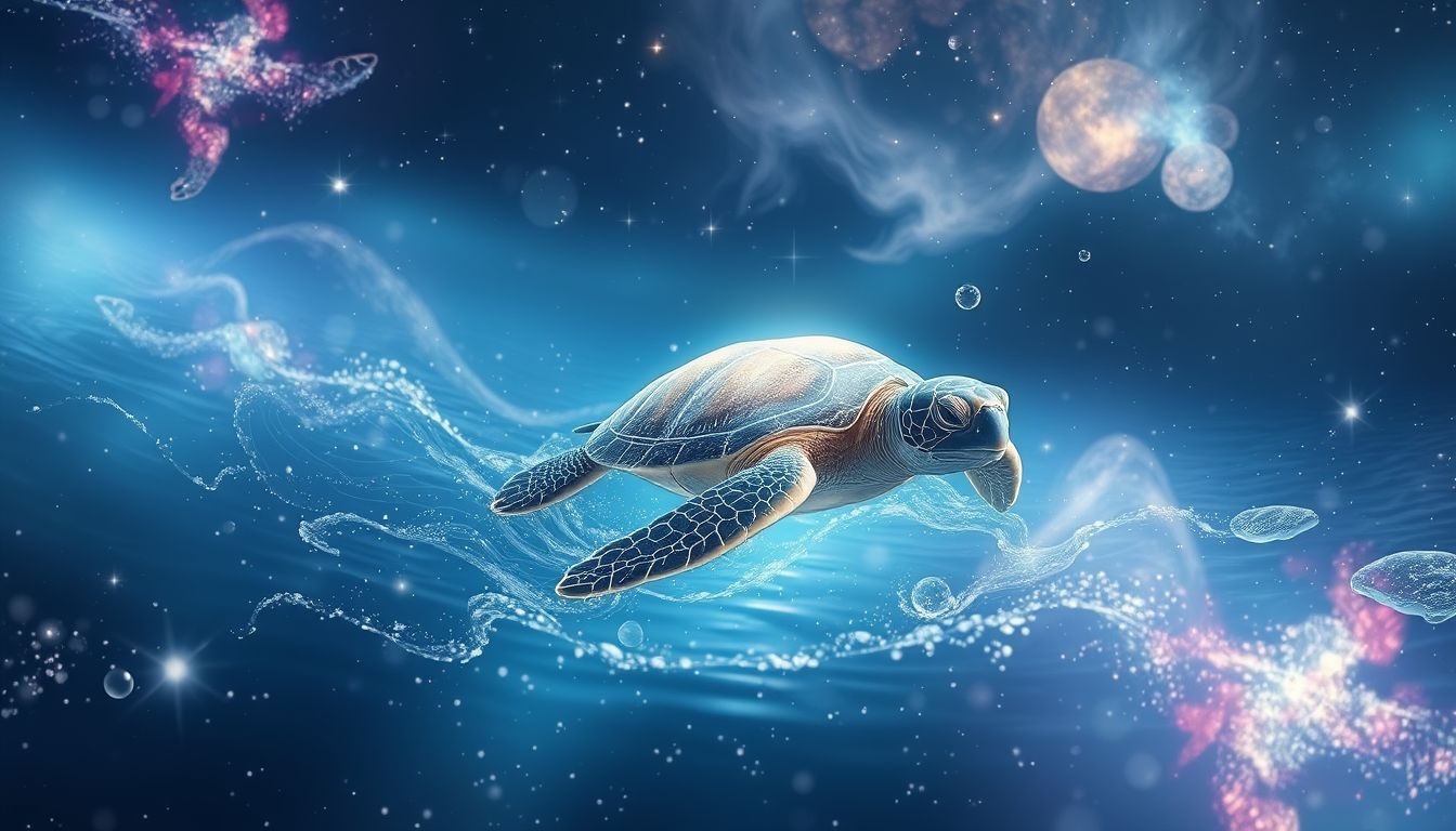 Dromen over schildpadden in water symboliseren innerlijke rust en emotionele balans.