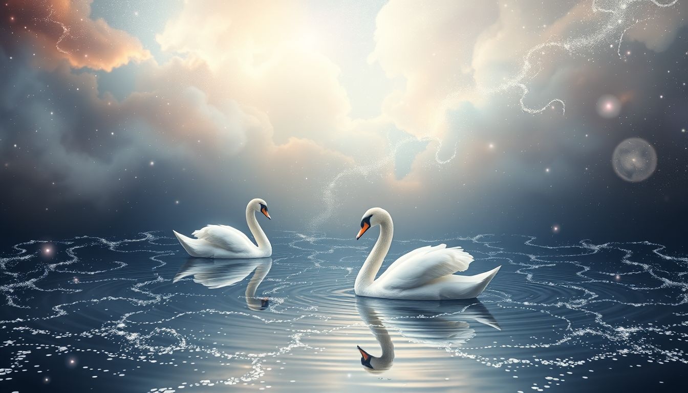 Witte zwanen symboliseren vaak zuiverheid en spirituele harmonie in dromen.