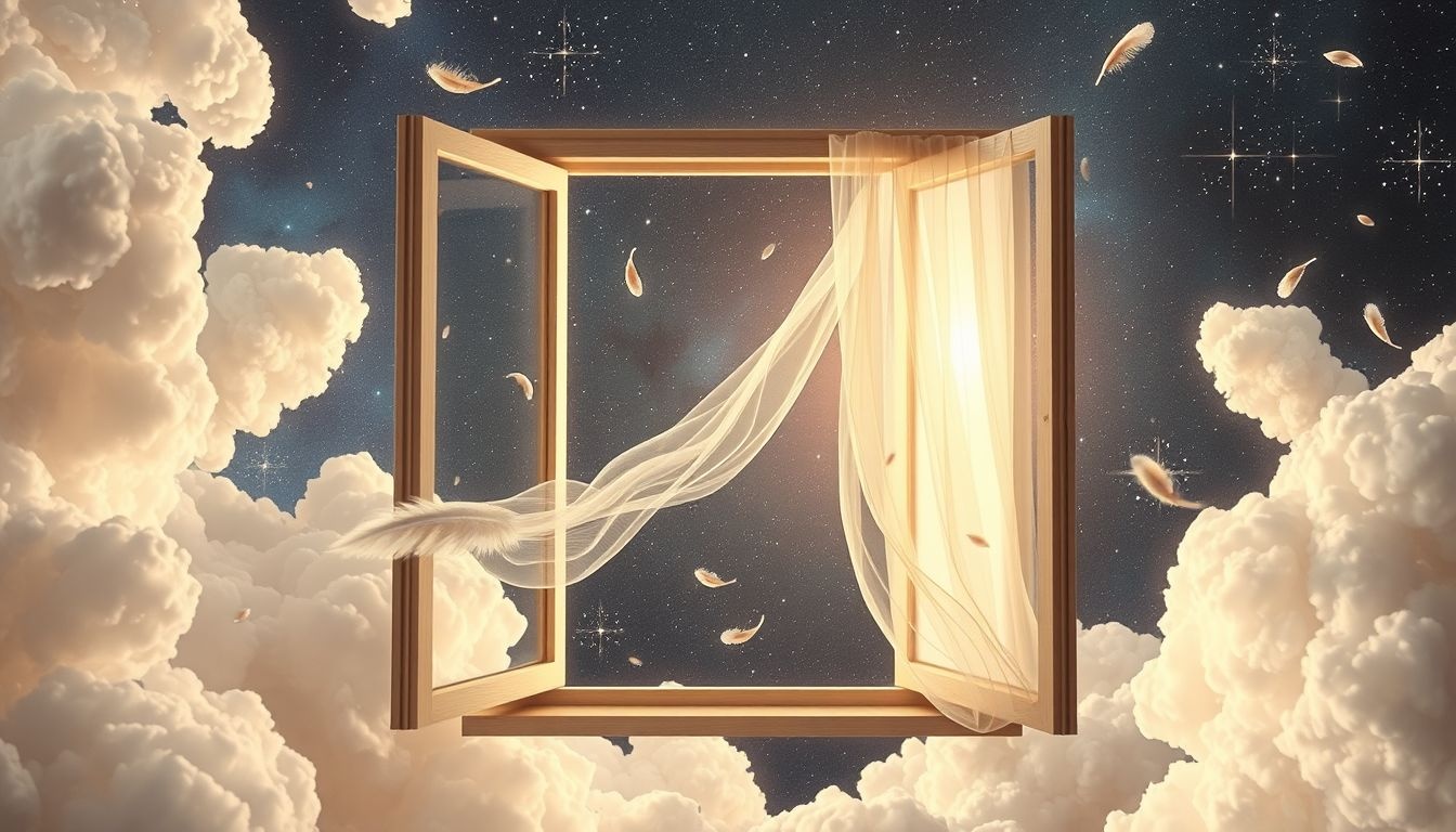 Een briesje door een open raam symboliseert nieuwe kansen en vrijheid.