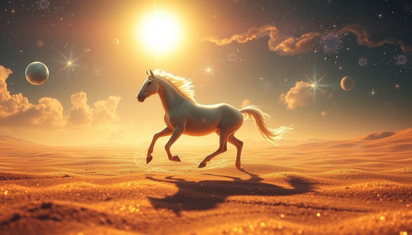 Galopperen in de zon symboliseert vrijheid en nieuwe energie in dromen.