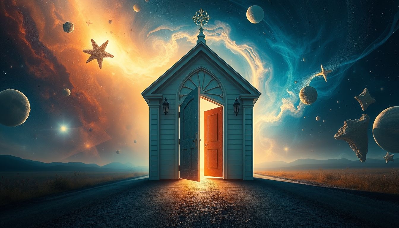 Een open wegkapel symboliseert toegang tot spirituele bescherming en vrede.