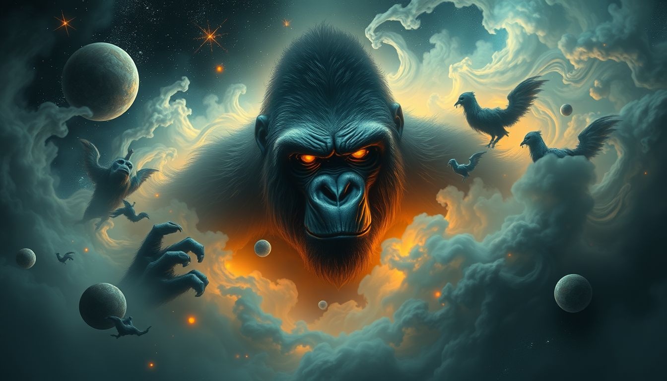 Een angstaanjagende gorilla symboliseert onderdrukte woede of macht.