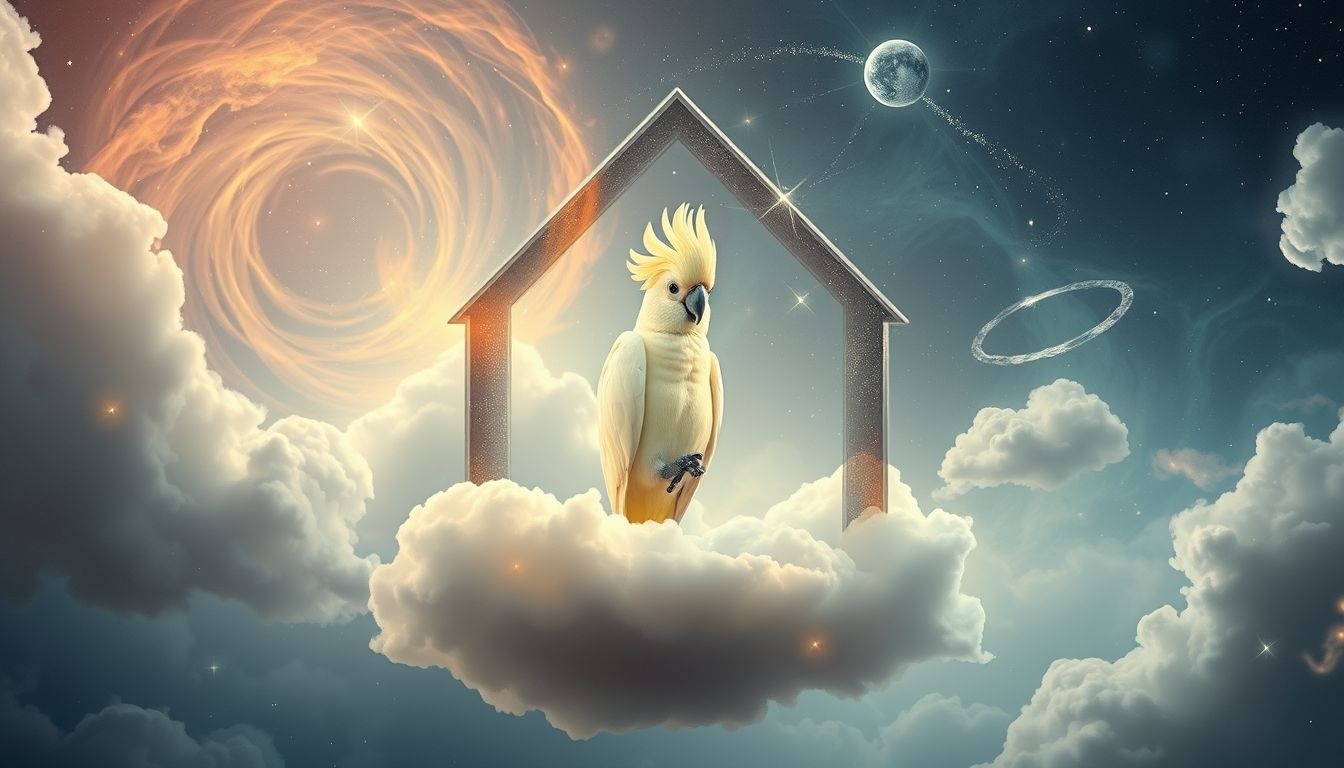 Een kaketoe in huis symboliseert onverwachte communicatie en vrijheid.