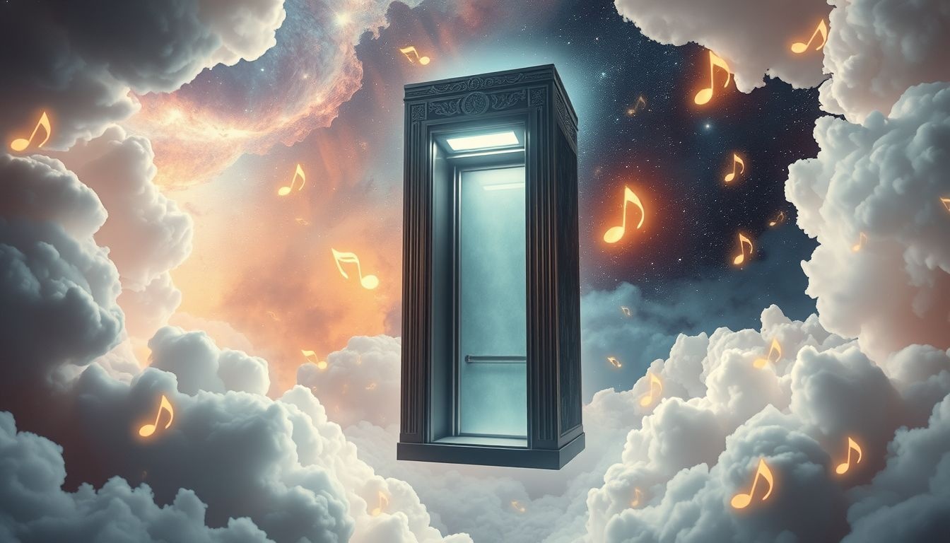 Een lift met muziek symboliseert emotionele harmonie en positieve verandering.