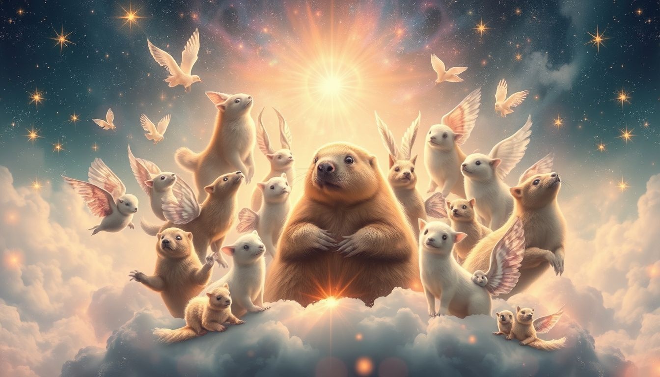 Een marmot en dieren samen symboliseren harmonie en innerlijke balans.