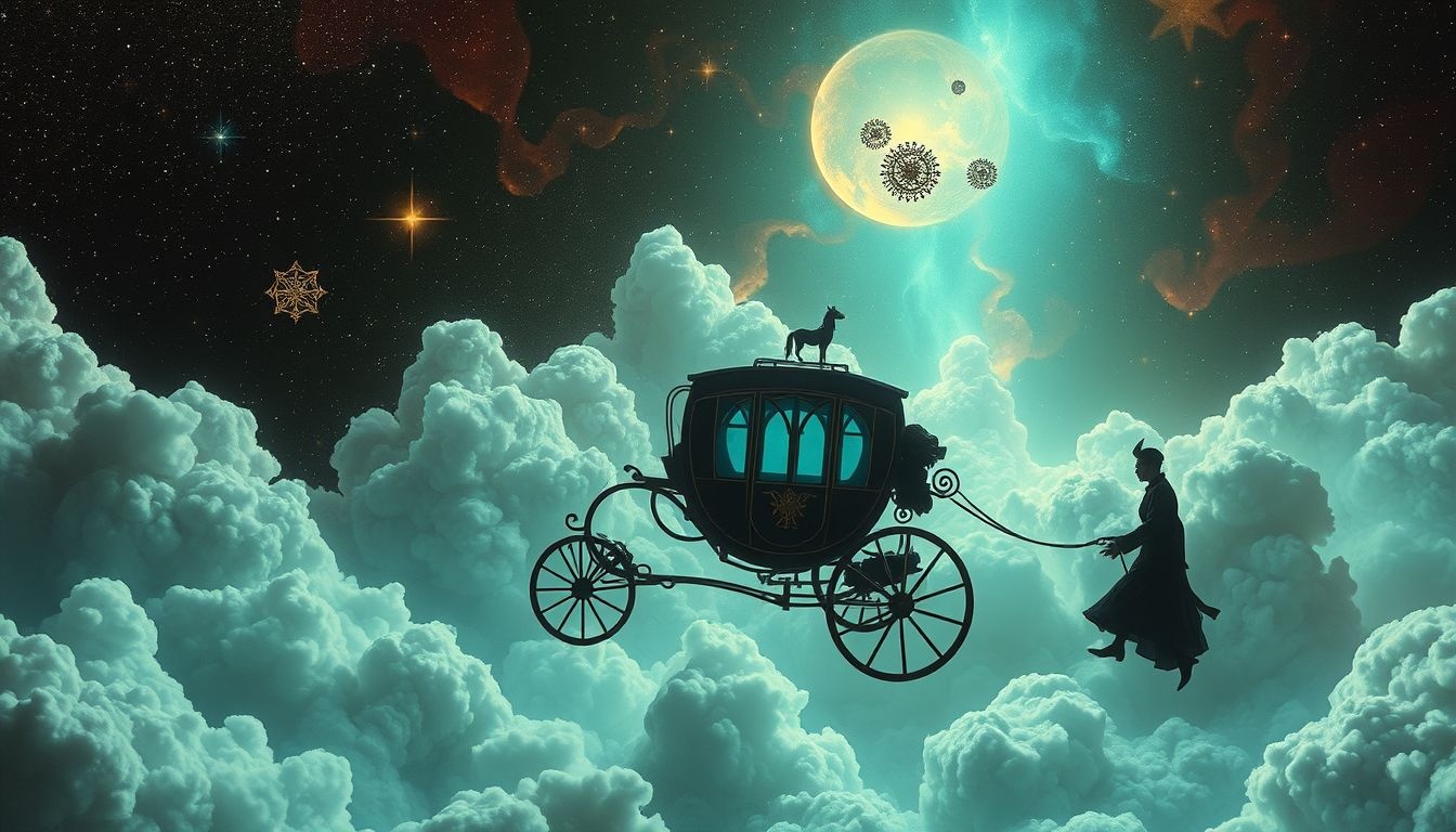 Rijden in een landau symboliseert nieuwe levensrichtingen en onbekende kansen.