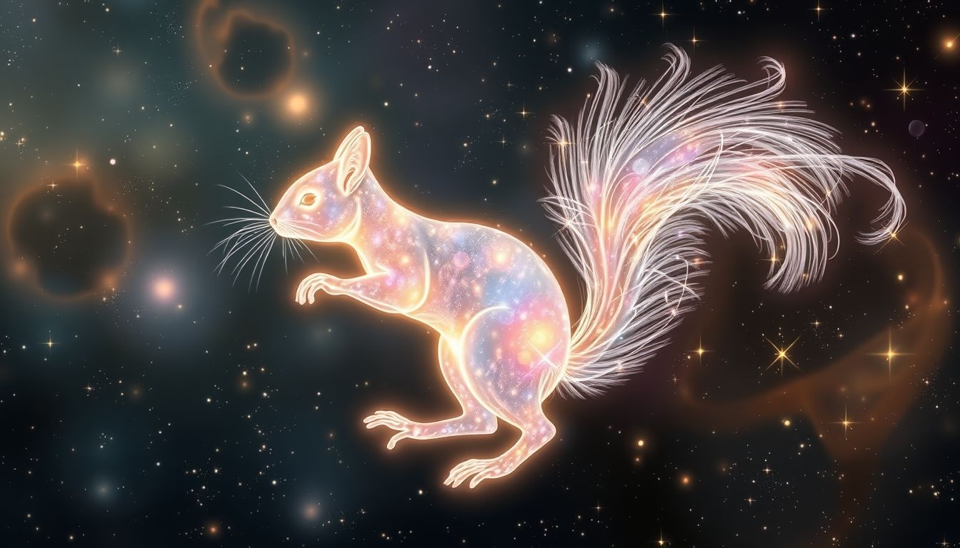 Een dansende eekhoorn symboliseert vreugde en speelse energie.