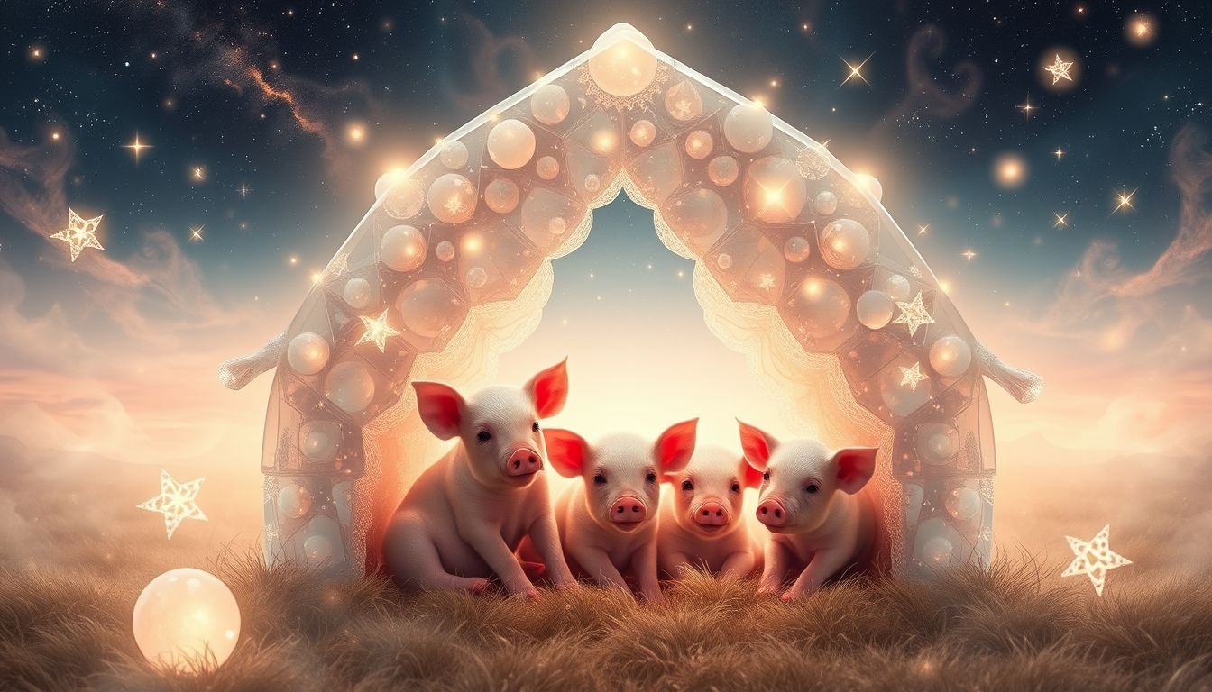 Droom 26: Biggetjes in een stal symboliseren nieuwe kansen en groei.