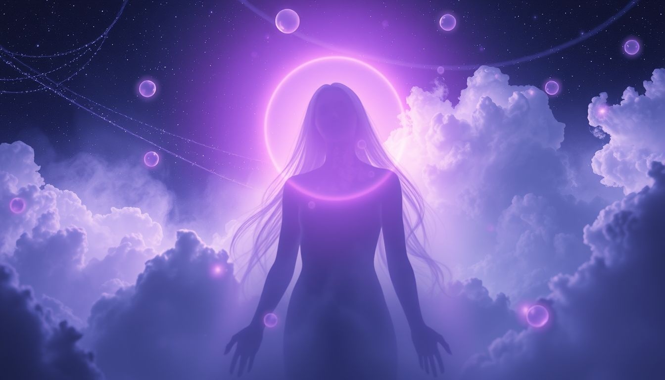 Een paarse aura symboliseert diepe spirituele groei en intuïtie.