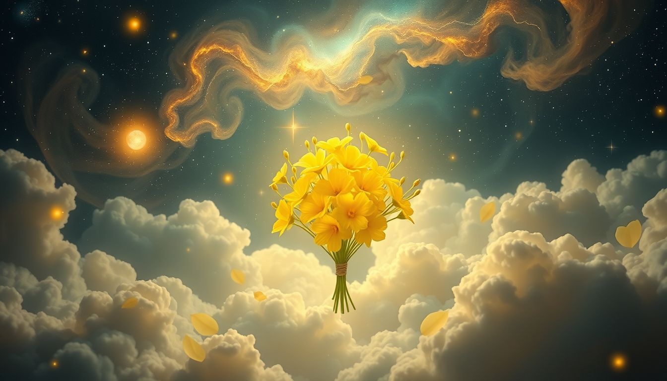 Een boeket gele bloemen in dromen symboliseert vreugde en vriendschap.