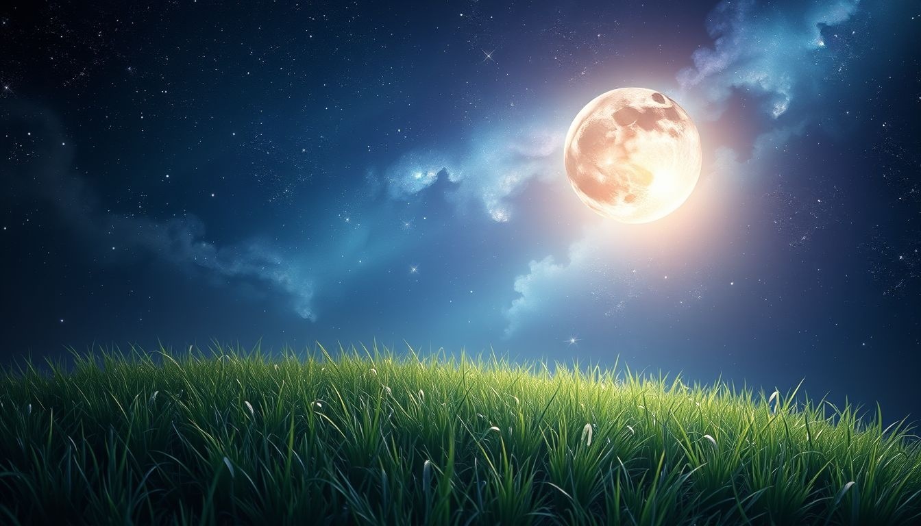 Een gazon in de nacht symboliseert verborgen emoties en rust.