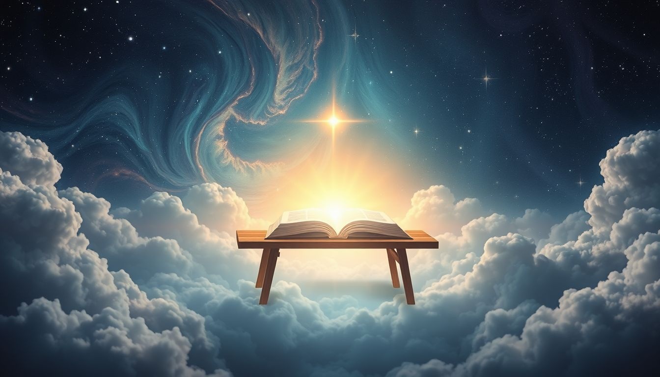 Een kniebankje met bijbel symboliseert spirituele overgave en bekering.
