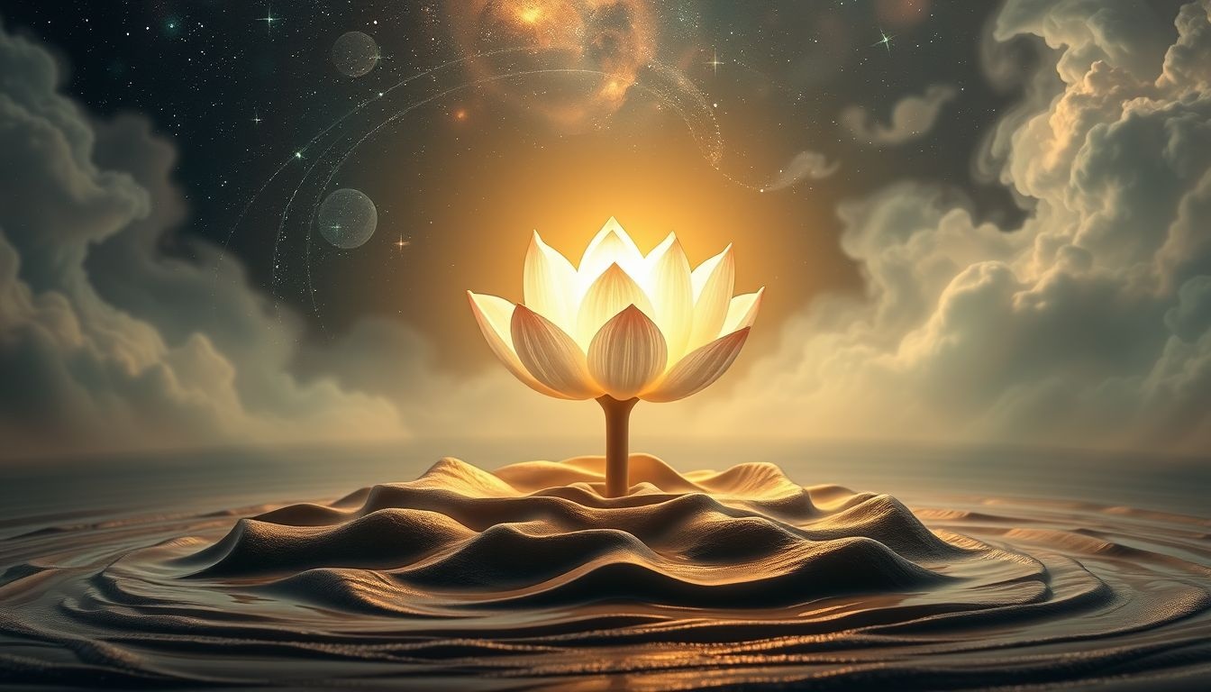 Een lotusbloem uit modder symboliseert innerlijke groei en zuivering.