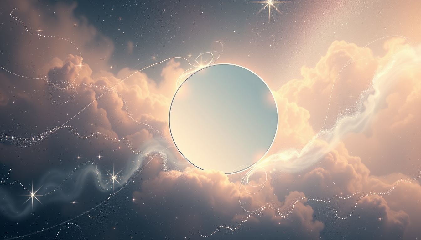Een parelmoeren spiegel symboliseert zelfinzicht en innerlijke reflectie.